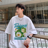 T700FP26新款短袖t恤男薄款纯棉体恤港风宽松半袖印花打底衫，男装T恤，星座304A
