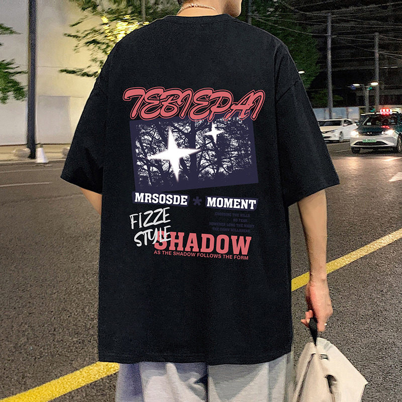 T733CP26夏季纯棉短袖t恤宽松体恤半截袖上衣服,男装T恤,星座304A