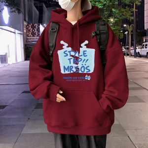M032FP60新品全棉休闲卡通涂鸦重磅连帽卫衣oversize帽衫图片