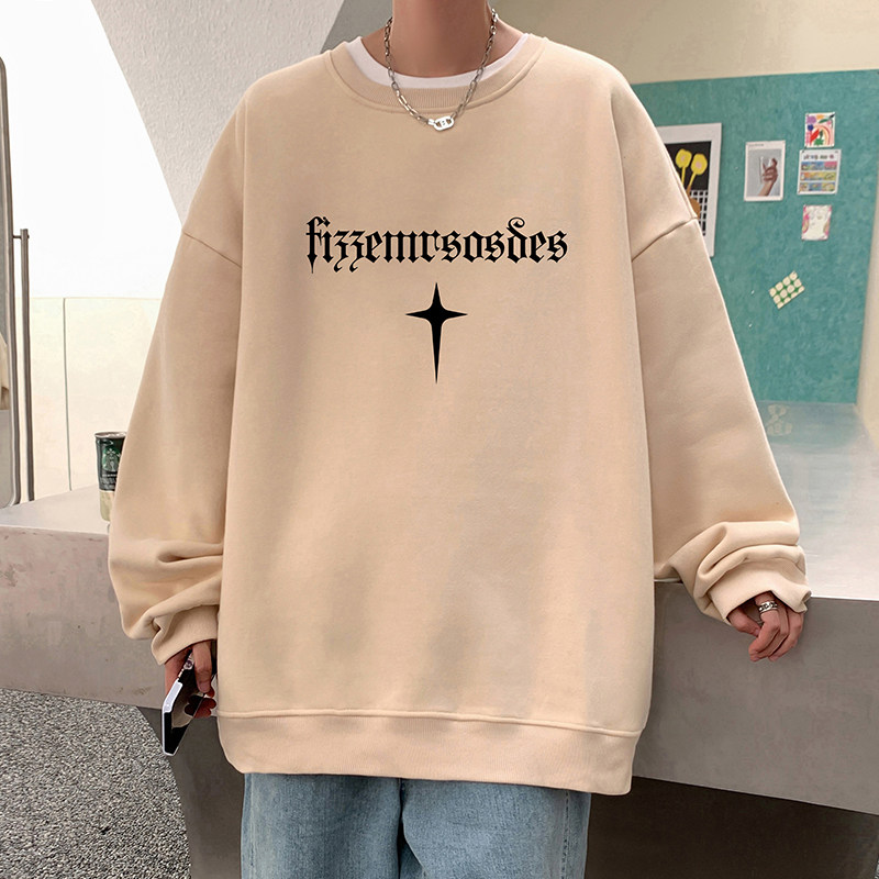 W551FP35加绒45新款圆领卫衣宽松套头衣服休闲无帽外套,男装卫衣,星座304A