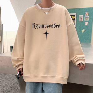W551FP35加绒45新款圆领卫衣宽松套头衣服休闲无帽外套图片