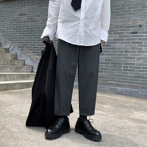 XZ304B-2-KZ501A-B新款宽松薄款休闲西裤弹力垂感加厚,紫钻黑色亮条搭配图片图片