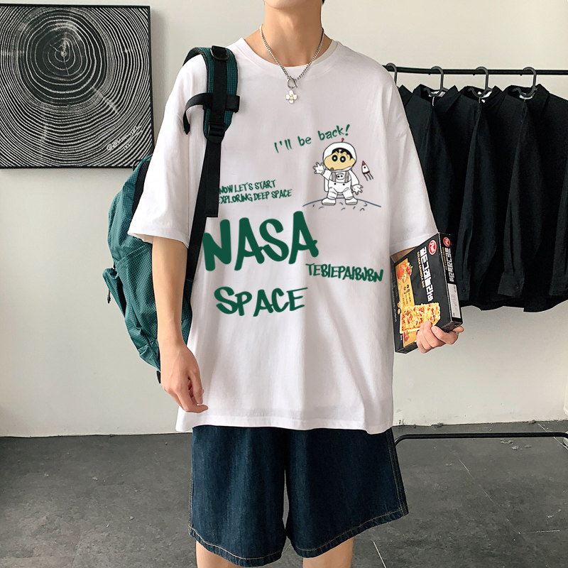 XZ304A-1-ST519CP25潮港风蜡笔小新短袖t恤男ins潮流卡通动漫休,男装T恤,星座304A