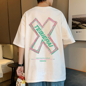 XZ304A-ST366CP25新款夏季男短袖t恤潮牌ins涂鸦宽松打底潮流
