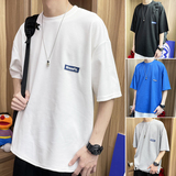 XZ304A-T609CP26纯色绣标华夫格男士短袖t恤新款潮流纯色打底衫，男装T恤，星座304A