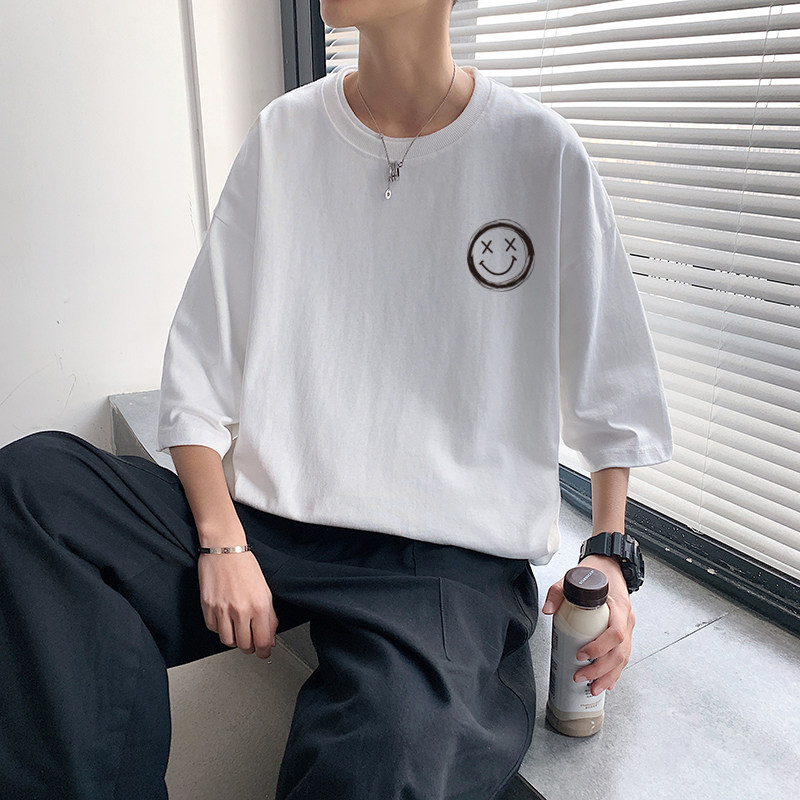 XZ304A-ST596P25港风笑脸男士短袖t恤夏季新款ins潮牌简约潮流图片