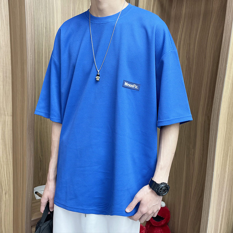 XZ304A-T609CP26纯色绣标华夫格男士短袖t恤新款潮流纯色打底衫图片