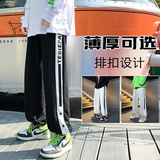 D加绒60新品卫裤男条纹美式篮球裤子高街宽松秋冬运动长裤，男装休闲裤，星座304A