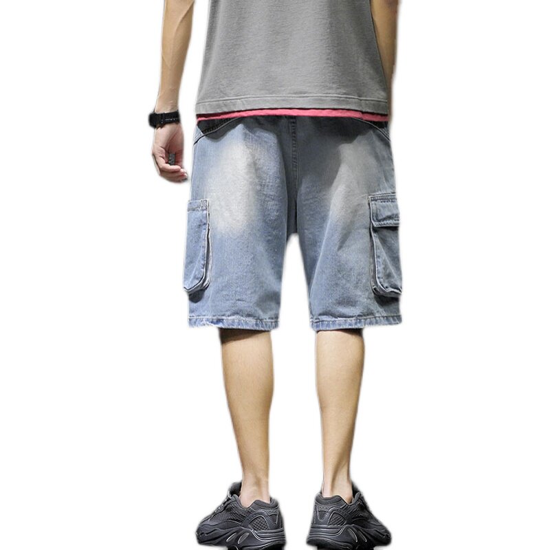 XZ304A-DK705P50新品工装牛仔短裤多口袋牛仔裤五分裤休闲宽松,男装牛仔裤,星座304A