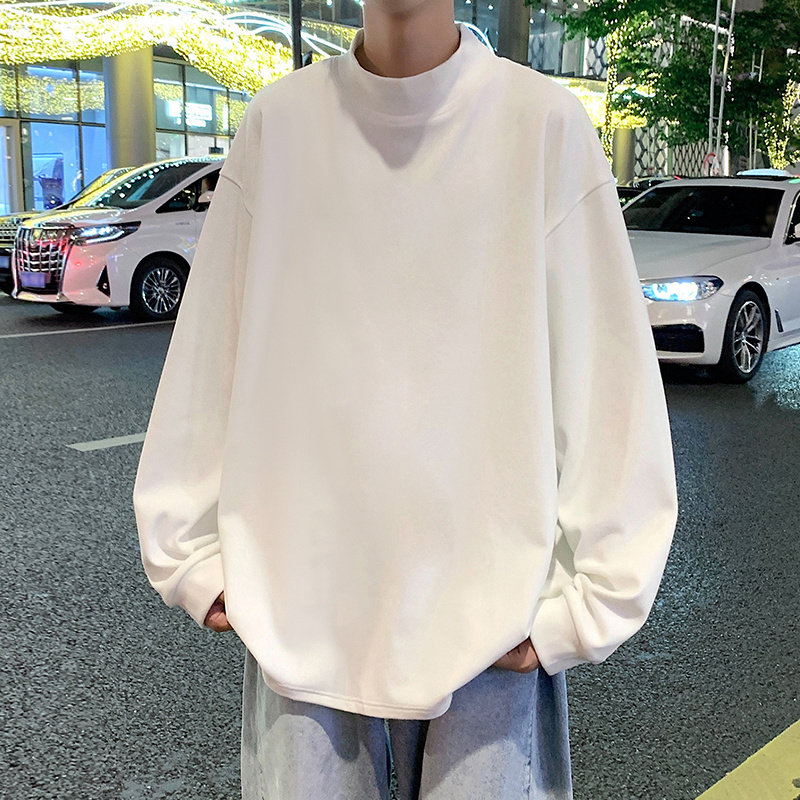 D002FP35新品德绒针织衫男半高领长袖内搭情侣套头纯色打底衫图片