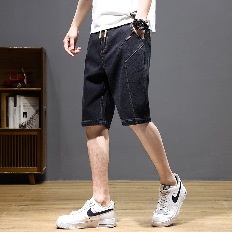 新品牛仔五分裤弹力松紧腰大码大货主推XZ304B-2-KZ6009P55,男装牛仔裤,星座304A-1
