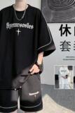 抖音套装TZ007FP32TZ008FP40新款运动套装大码薄款短袖T恤短，男装休闲套装，星座304A