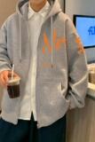 H181P72新款加绒加厚连帽外套卫衣男宽松涂鸦印花休闲拉链开衫，男装卫衣，星座304A
