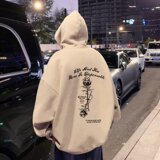 M021FP60新款含棉量100%宽松外套玫瑰字母连帽卫衣男情侣装休闲，男装卫衣，星座304A