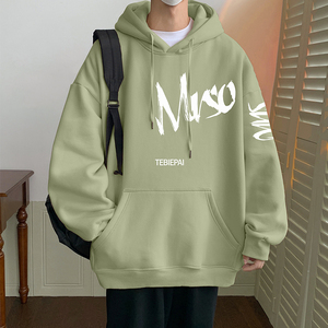 M008加绒C新品字母美式高街卫衣男加绒加厚宽松外套连帽套头图片
