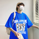 T563FP26新款夏季纯棉短袖t恤男宽松内搭休闲体恤兔子卡通印花，男装T恤，星座304A