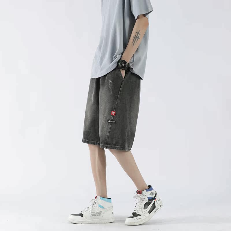 XZ304B-2-KZ1922P45新品夏季薄款牛仔短裤中裤松紧腰休闲裤白底,男装牛仔裤,星座304A-1
