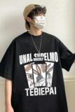 T563FP26新款夏季纯棉短袖t恤男宽松内搭休闲体恤兔子卡通印花，男装T恤，星座304A
