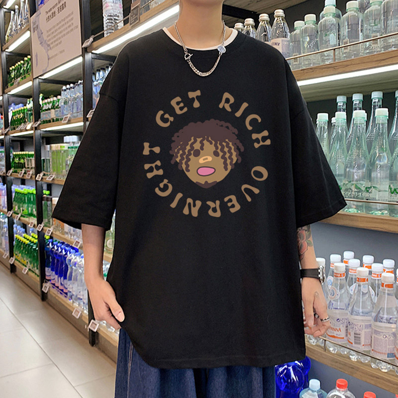 XZ304A-1-ST578CP25潮港风复古脏辫男孩印花短袖t恤男小众,男装T恤,星座304A