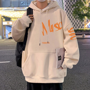 CM08FP60加绒65新款纯棉连帽卫衣男宽松加绒加厚外套休闲图片
