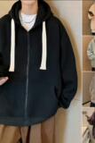 H175加绒D新品60%棉卫衣外套男宽松oversize加厚加绒连帽开衫，男装卫衣，星座304A