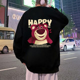 W550加绒FP45新款草莓熊加绒卫衣休闲宽松圆领套头外套上衣服，男装卫衣，星座304A