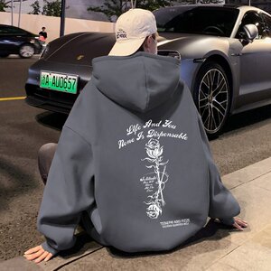 M021FP60新款休闲外套玫瑰字母连帽卫衣男宽松情侣装图片