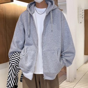H172加绒F新款加绒男女情侣装开衫连帽卫衣拉链外套男秋装图片