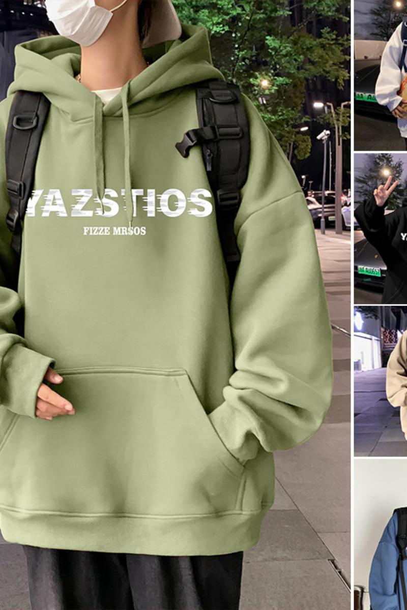 M007加绒CP55新品连帽卫衣男嘻哈宽松潮流上衣服情侣帽衫加绒外套,男装卫衣,星座304A