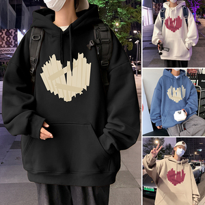 M006加绒FP65新款重磅爱心连帽卫衣加绒情侣外套美式休闲宽松图片