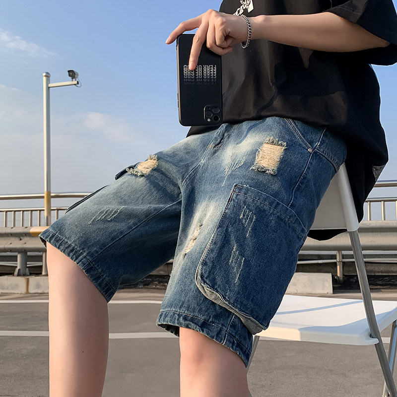 XZ304AC新款破洞牛仔裤大码潮流,男装牛仔裤,星座304A