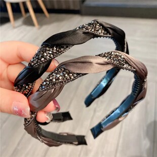 安娜网红时尚百搭气质小香风发箍格雷系交叉麻花辫头箍水钻发卡