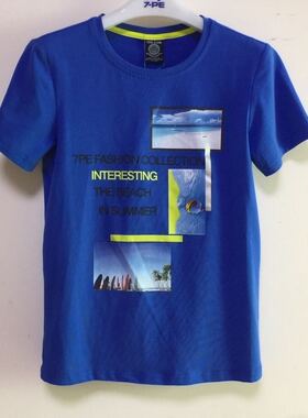 七波辉童装B35591T恤正品男童短袖衫夏季新款圆领文化衫