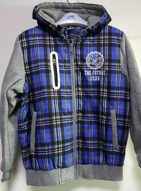 七波辉童装男童B33077加厚拉链衫新款休闲外套时尚潮流带帽长袖衫