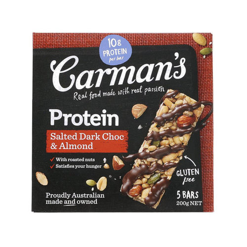 200g康澳麦扁桃仁&咸味黑巧高纤坚果蛋白棒Carman's Protein bar