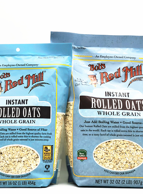 Bob's Red Mill Instant Rolled Oats鲍勃红磨坊速食全谷物燕麦片