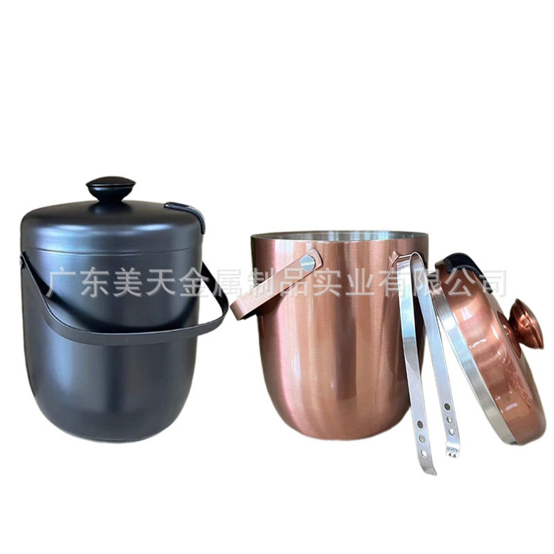 批发不锈钢冰桶 双层冰粒桶带夹子 啤酒饮料冰镇桶 酒吧用品冰桶