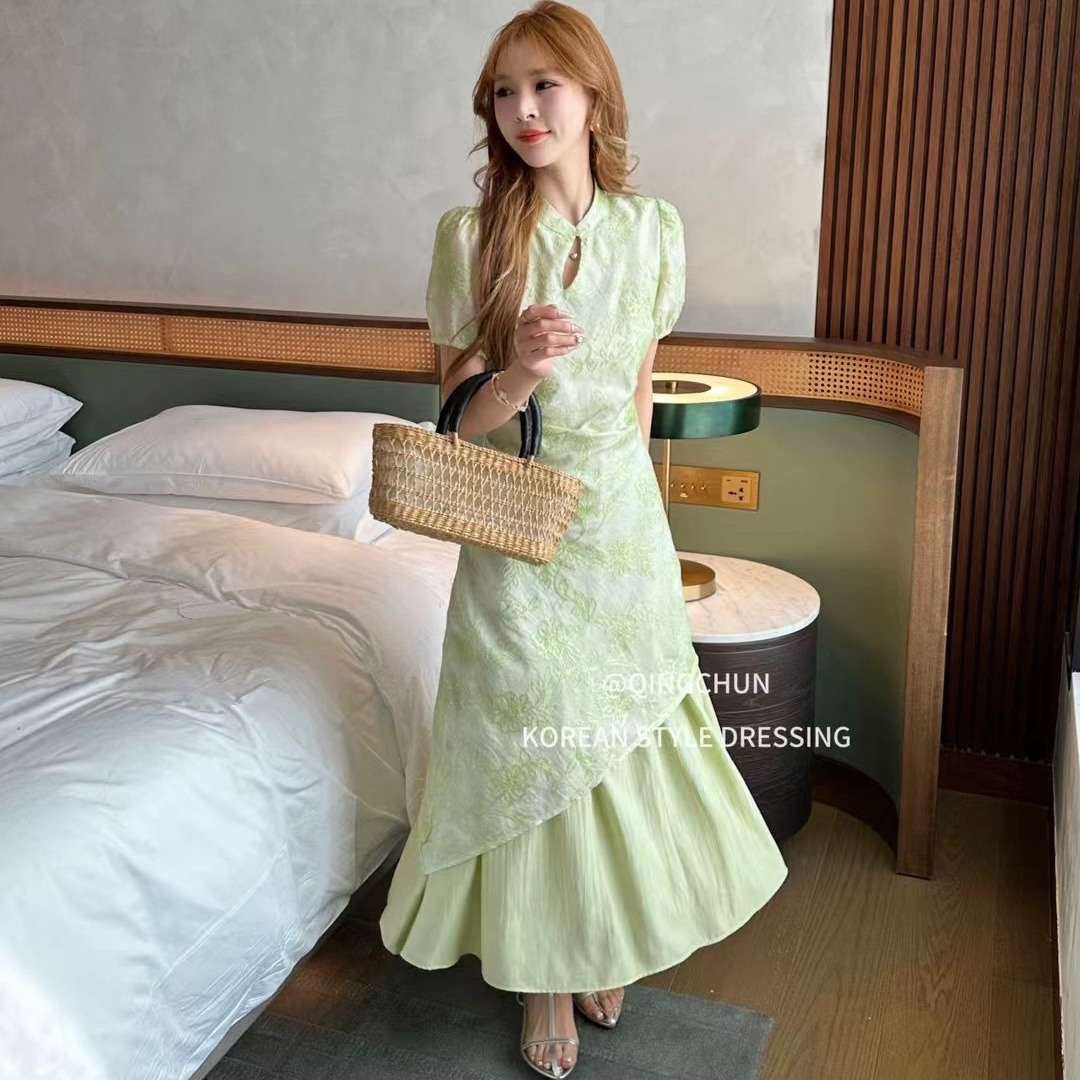 短袖连衣裙新中式国风旗袍裙