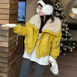 特价韩版羊羔毛翻领羽绒服短外套白鸭绒派克服夹克衫韩版女装冬潮