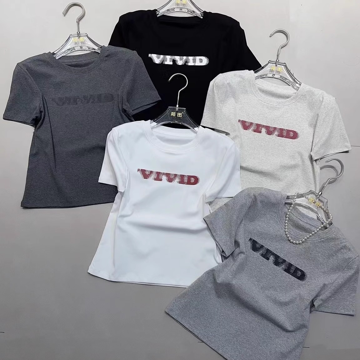 字母印花圆领短袖T恤上衣