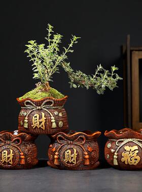 钱袋花盆喜庆发财袋招财花盆
