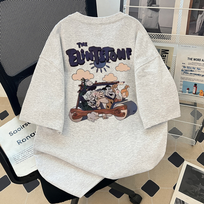 潮牌复古卡通印花重磅纯棉T恤