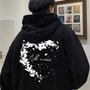 青少年重磅美式宽松连帽卫衣男女印花潮牌情侣装加绒加厚上衣外套