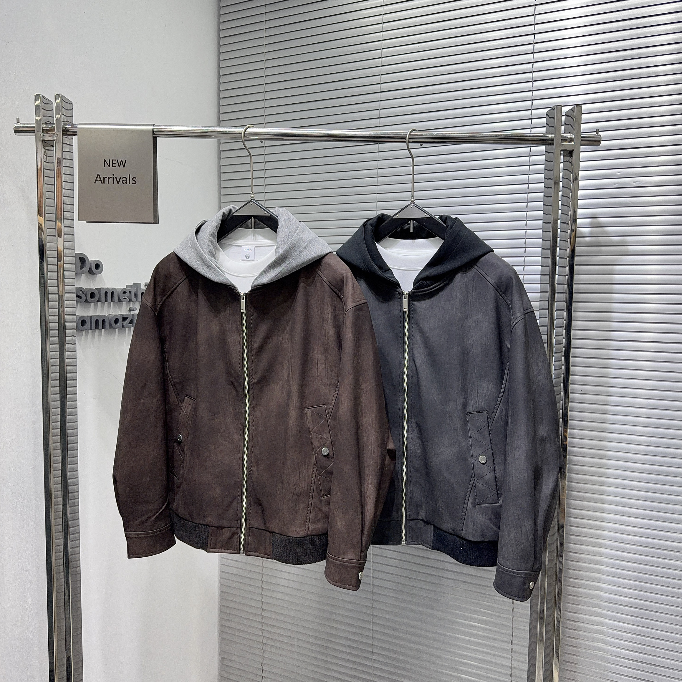 春季美式复古潮流做旧飞行员夹克皮衣男士假两件连帽痞帅PU皮外套