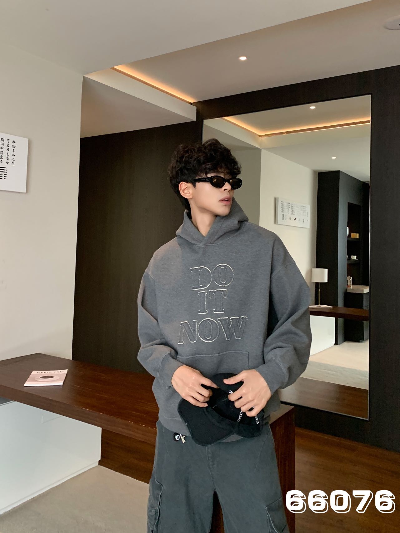 THCS美式重磅廓形字母刺绣连帽卫衣男士冬季加绒加厚休闲纯棉上衣