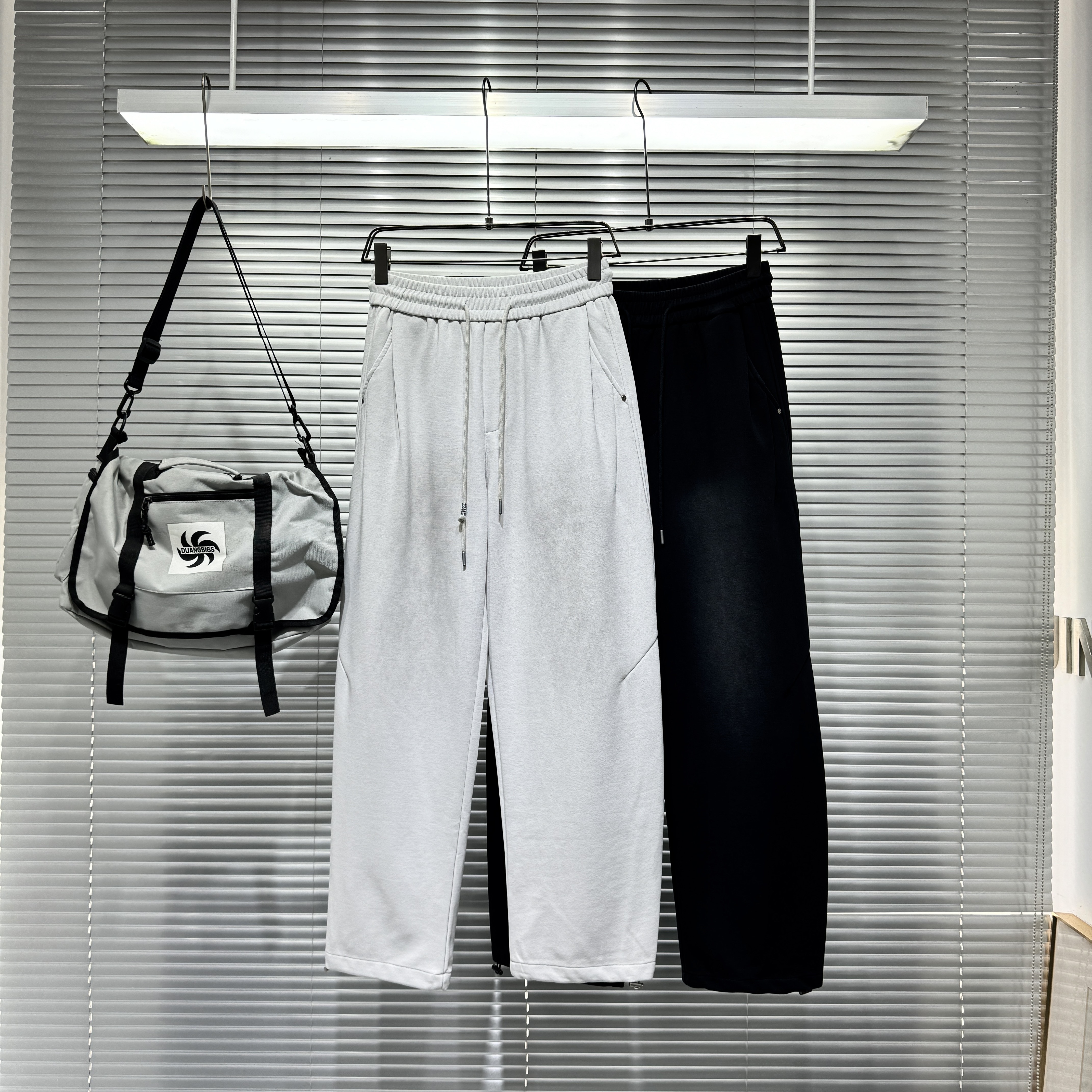 YOUDU潮牌复古云雾灰做旧扎染休闲裤男春秋时尚痞帅宽松直筒卫裤M