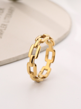 跨境简约高级感设计链条戒指