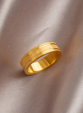 一生一世钛钢金色戒指