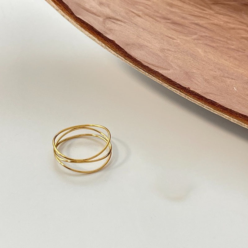 轻奢法国手工制作钛钢镀金戒指