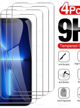 适用于苹果11 12 PRO MAX钢化膜4PCS 9H Tempered Glass iPhone14 13 Max Screen Protector高清玻璃膜4片装
